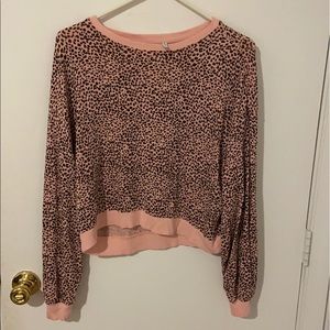Z Supply Pink Cheetah Long Sleeve Top
